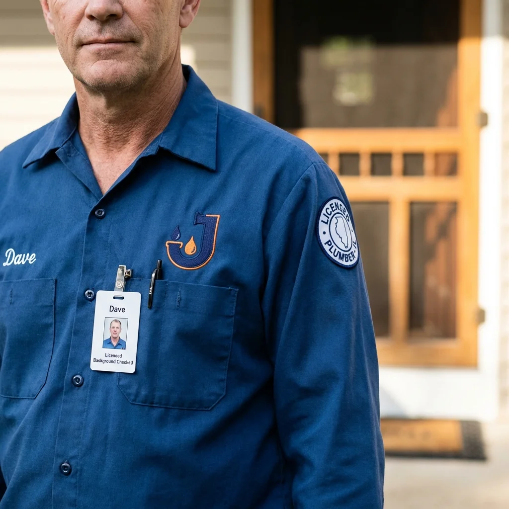 Licensed plumber showing ID badge in Lindley, NY